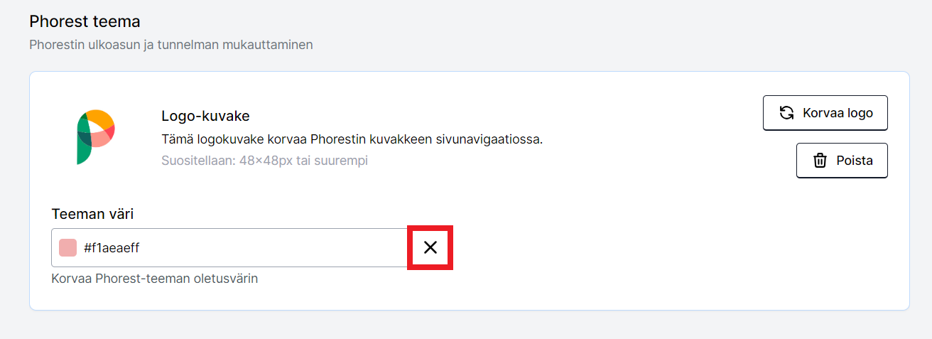 Phorest teema - Poista teeman väri.png
