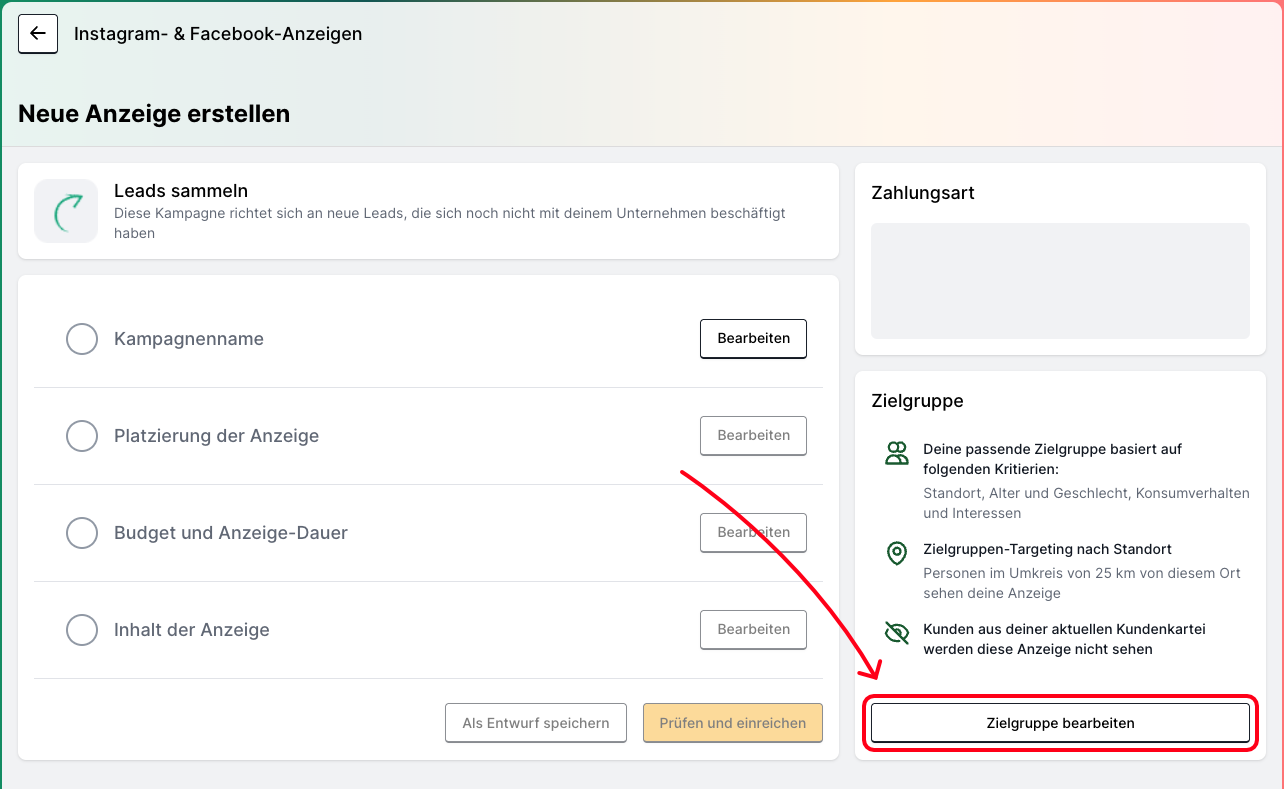 Zielgruppe bearbeiten