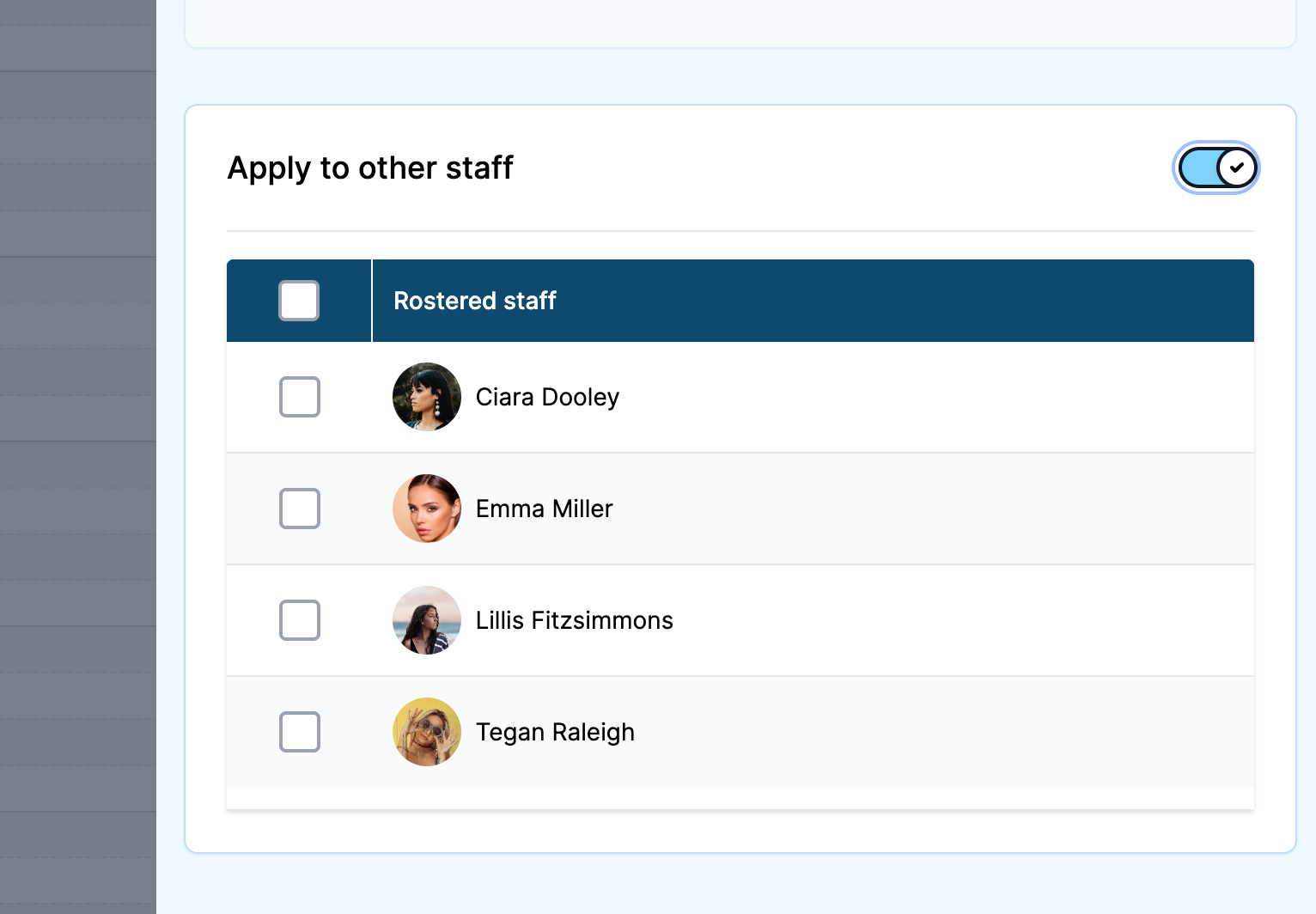Mehrere Teammitglieder auswählen