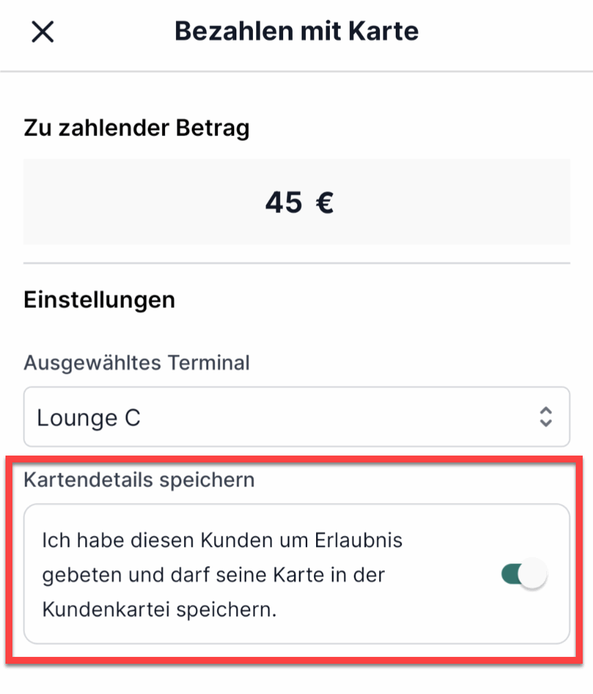 Kartendaten speichern – PhorestGo